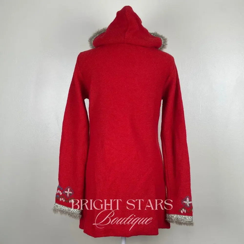 Rare Vintage Hooded Cardigan ASO Willow Rosenberg BtVS Red Embroidered Knit - Picture 6 of 14